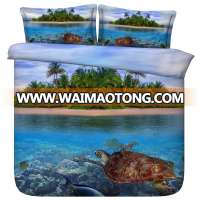 3d Bed Set Turtle Swimming in clear Maldives Ocean